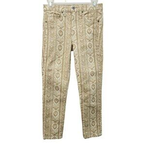 Nili Lotan Floral Khaki Jeans Cream Five Pocket Pants 26